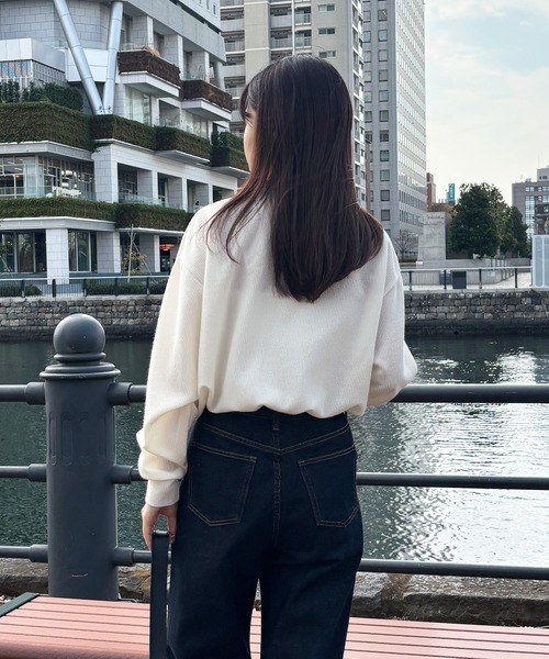 ISOOK（アイスー）の「【ISOOK / アイスー】オーバーサイズポロニット / ポロシャツ ルーズ ビックシルエット 長袖 ユニセックス 春ニット グレー アイボリー ネイビー ZOZOTOWN限定（ポロシャツ・レディース・ネイビー/アイボリー/グレー・FREE）」の16枚目の写真