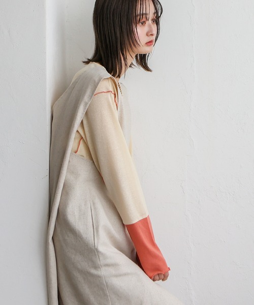 VitaFelice（ヴィータフェリーチェ）の「袖配色　切替　シアーシャツ　メロートップス　プルオーバー　カットソー（Tシャツ/カットソー・レディース・ホワイト系1/ホワイト系2/ブラック系・FREE）」の20枚目の写真