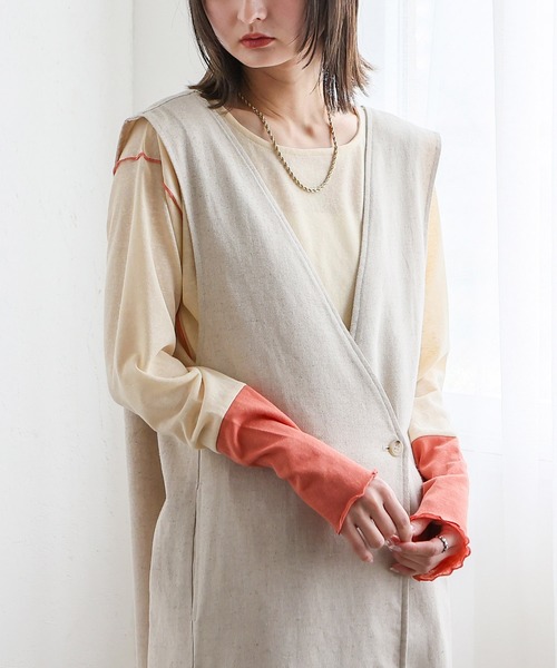 VitaFelice（ヴィータフェリーチェ）の「袖配色　切替　シアーシャツ　メロートップス　プルオーバー　カットソー（Tシャツ/カットソー・レディース・ホワイト系1/ホワイト系2/ブラック系・FREE）」の18枚目の写真