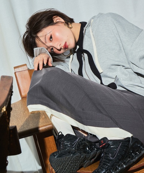MUHET(ミュエータ)の「double zip hoodie / ダブルジップパーカー(パーカー・レディース・杢グレー/ブラウン/ネイビー・FREE)」の15枚目の写真