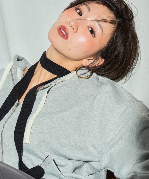 MUHET(ミュエータ)の「double zip hoodie / ダブルジップパーカー(パーカー・レディース・杢グレー/ブラウン/ネイビー・FREE)」の13枚目の写真