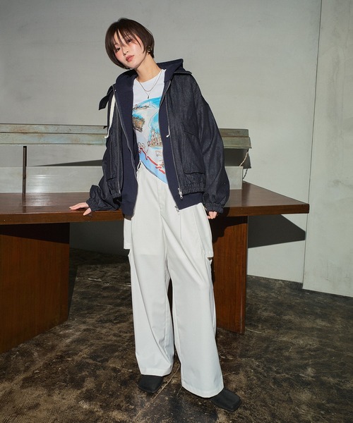MUHET(ミュエータ)の「double zip hoodie / ダブルジップパーカー(パーカー・レディース・杢グレー/ブラウン/ネイビー・FREE)」の21枚目の写真