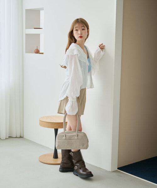 Kastane(カスタネ)の「【新色追加】メッシュフリルブラウス(シャツ/ブラウス・レディース・ブラック/ホワイト/アイボリー/ネイビー・FREE)」の9枚目の写真