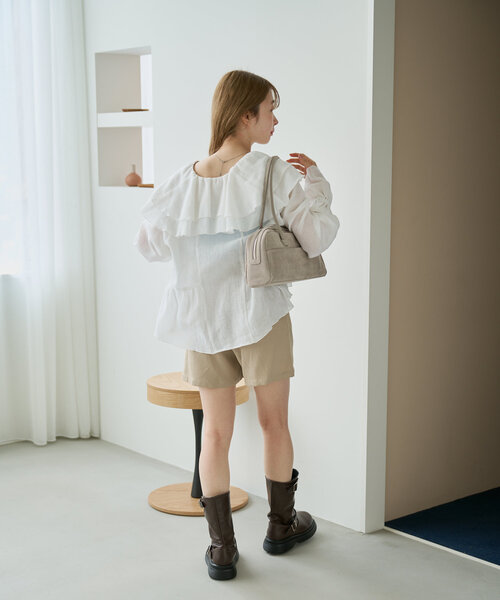 Kastane(カスタネ)の「【新色追加】メッシュフリルブラウス(シャツ/ブラウス・レディース・ブラック/ホワイト/アイボリー/ネイビー・FREE)」の11枚目の写真