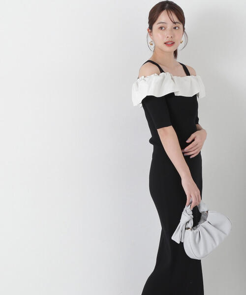 PROPORTION BODY DRESSING(プロポーションボディドレッシング)の「<E>オフショルフリルニットセットアップ / 1215147303(ワンピース・レディース・ブラック/グレー・SMALL/MEDIUM)」の9枚目の写真