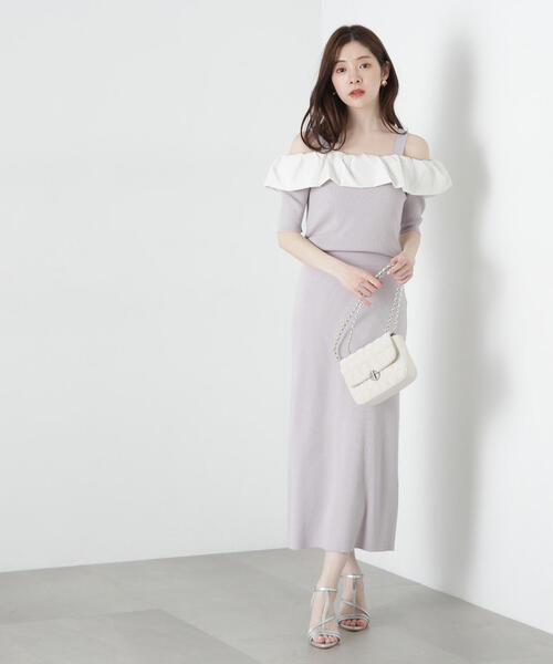 PROPORTION BODY DRESSING(プロポーションボディドレッシング)の「<E>オフショルフリルニットセットアップ / 1215147303(ワンピース・レディース・ブラック/グレー・SMALL/MEDIUM)」の15枚目の写真