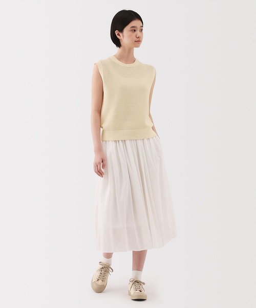 無印良品（ムジルシリョウヒン）の「婦人　強撚コットンメッシュフレンチスリーブセーター（ニット/セーター・レディース・ネイビー/オフホワイト/ブラック/アイボリー・S/M/L/XL）」の11枚目の写真