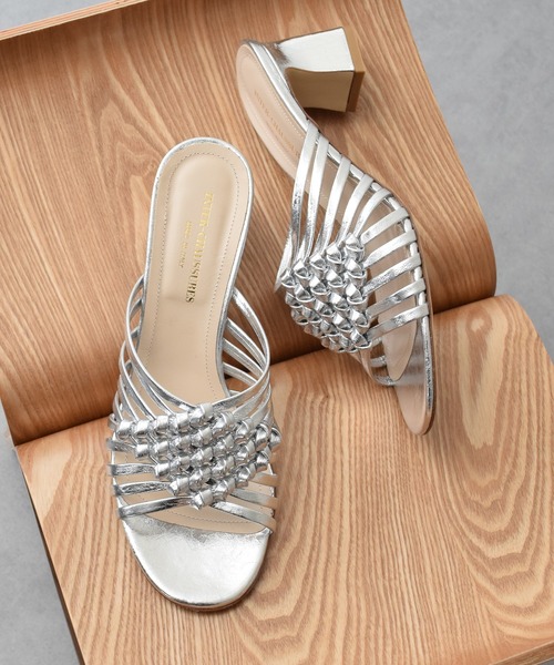 inter-chaussures（インターショシュール）の「【INTER-CHAUSSURES】ラウンドトウフレアヒールノットサンダル(I52300)（サンダル・レディース・シルバー/ゴールド・36/37/38/39/35）」の2枚目の写真