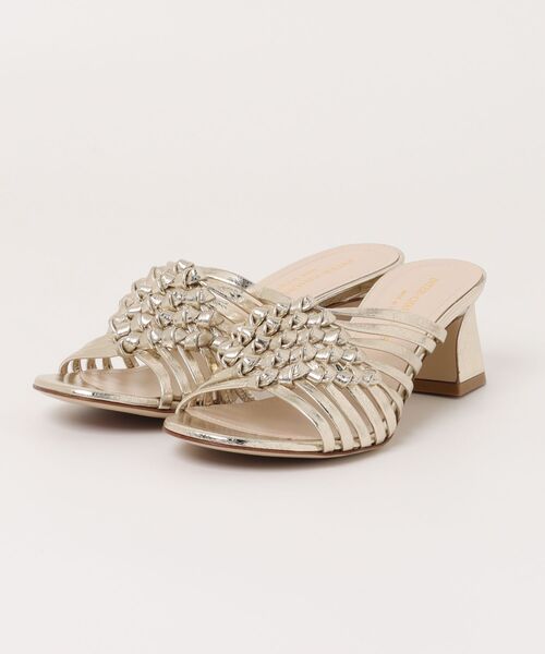 inter-chaussures（インターショシュール）の「【INTER-CHAUSSURES】ラウンドトウフレアヒールノットサンダル(I52300)（サンダル・レディース・シルバー/ゴールド・36/37/38/39/35）」の3枚目の写真