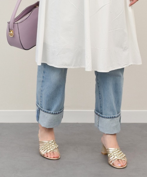 inter-chaussures（インターショシュール）の「【INTER-CHAUSSURES】ラウンドトウフレアヒールノットサンダル(I52300)（サンダル・レディース・シルバー/ゴールド・36/37/38/39/35）」の4枚目の写真