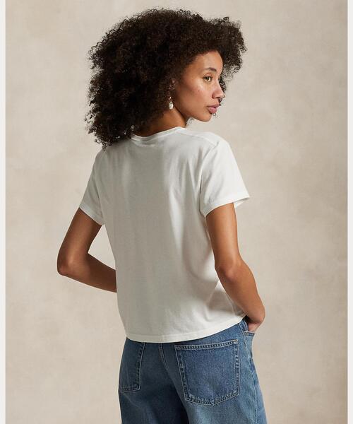 POLO RALPH LAUREN(ポロ ラルフ ローレン)の「クロップド ジャージー クルーネック Tシャツ(Tシャツ/カットソー・レディース・ホワイト・M/XL/XS/S/L)」の4枚目の写真