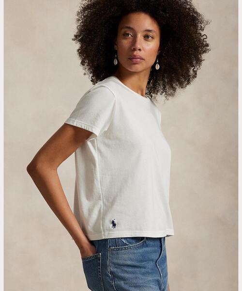 POLO RALPH LAUREN(ポロ ラルフ ローレン)の「クロップド ジャージー クルーネック Tシャツ(Tシャツ/カットソー・レディース・ホワイト・M/XL/XS/S/L)」の5枚目の写真