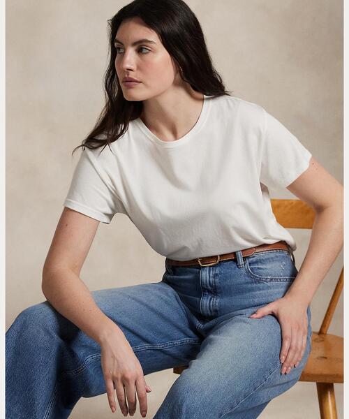 POLO RALPH LAUREN(ポロ ラルフ ローレン)の「クロップド ジャージー クルーネック Tシャツ(Tシャツ/カットソー・レディース・ホワイト・M/XL/XS/S/L)」の6枚目の写真