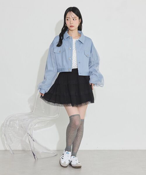 earth music&ecology（アースミュージックアンドエコロジー）の「ティアードレースミニスカート（スカート・レディース・ブラック/ホワイト・FREE）」の15枚目の写真