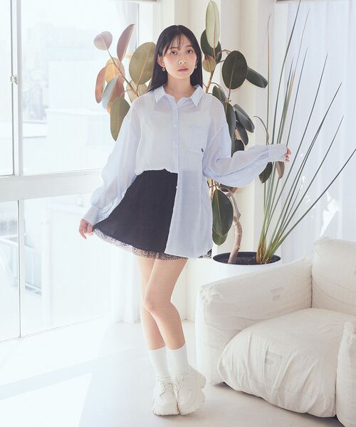 earth music&ecology（アースミュージックアンドエコロジー）の「ティアードレースミニスカート（スカート・レディース・ブラック/ホワイト・FREE）」の19枚目の写真