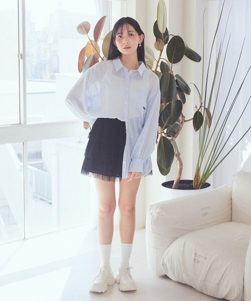 earth music&ecology（アースミュージックアンドエコロジー）の「ティアードレースミニスカート（スカート・レディース・ブラック/ホワイト・FREE）」の20枚目の写真