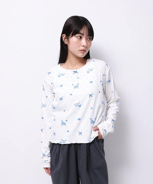 Common Noun（コモン ナウン）の「“HORSE” Midori Nakajima 長袖メロウリブトップス（Tシャツ/カットソー・レディース・ベージュ/ホワイト・L/M）」の2枚目の写真