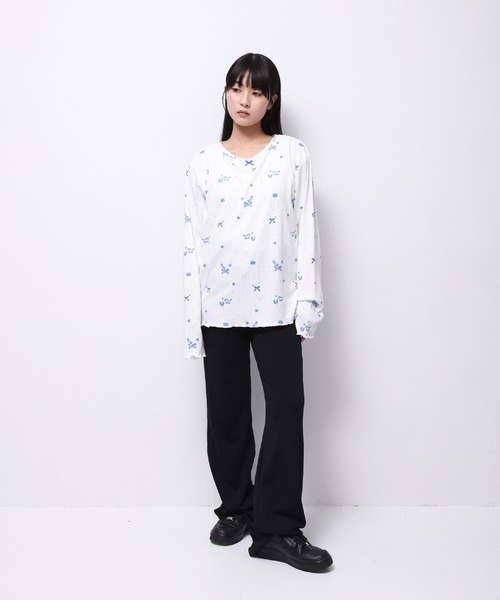 Common Noun（コモン ナウン）の「“HORSE” Midori Nakajima 長袖メロウリブトップス（Tシャツ/カットソー・レディース・ベージュ/ホワイト・L/M）」の16枚目の写真