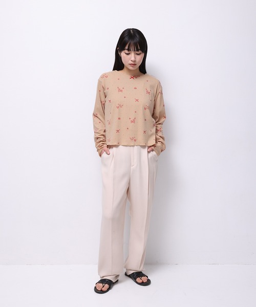 Common Noun（コモン ナウン）の「“HORSE” Midori Nakajima 長袖メロウリブトップス（Tシャツ/カットソー・レディース・ベージュ/ホワイト・L/M）」の17枚目の写真