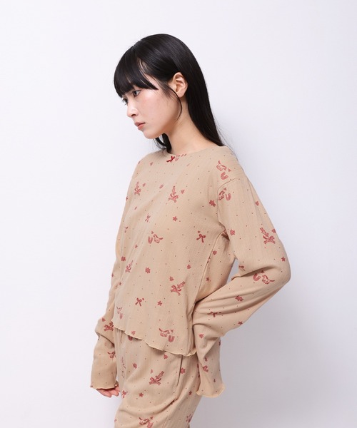 Common Noun（コモン ナウン）の「“HORSE” Midori Nakajima 長袖メロウリブトップス（Tシャツ/カットソー・レディース・ベージュ/ホワイト・L/M）」の12枚目の写真