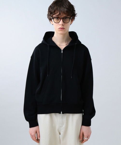 LURAKU】One Point double zip-up hoodie /ワンポイントダブル