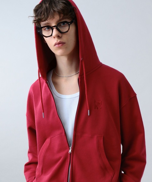 LURAKU】One Point double zip-up hoodie /ワンポイントダブル