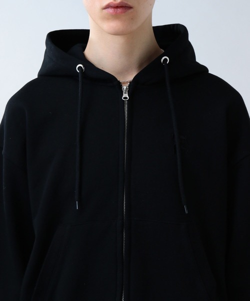 LURAKU】One Point double zip-up hoodie /ワンポイントダブル