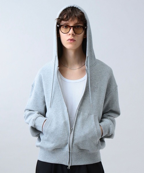 LURAKU（ルラク）の「【LURAKU】One Point double zip-up hoodie /ワンポイントダブルジップフーディー（パーカー・メンズ・レッド/グレー/ブラック/ネイビー・M/L）」の12枚目の写真