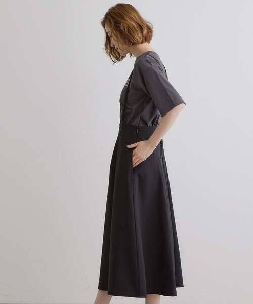 grove（グローブ）の「ダブルストラップフレアスカート（スカート・レディース・カーキ/ブラック/ナチュラル・02/03/01/04/05）」の4枚目の写真