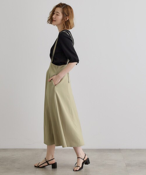 grove（グローブ）の「ダブルストラップフレアスカート（スカート・レディース・カーキ/ブラック/ナチュラル・02/03/01/04/05）」の10枚目の写真