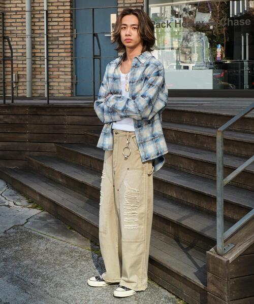 WEGO（ウィゴー）の「WEGO/ブリーチオンブレチェックシャツ（シャツ/ブラウス・メンズ・ブルー/ブラウン・FREE）」の14枚目の写真