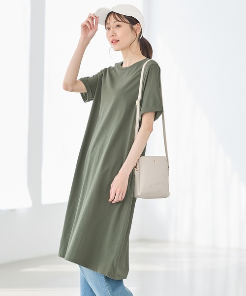 今期♡ワンピース セール】【ハニさら・接触冷感・UVカット】Tシャツワンピース
