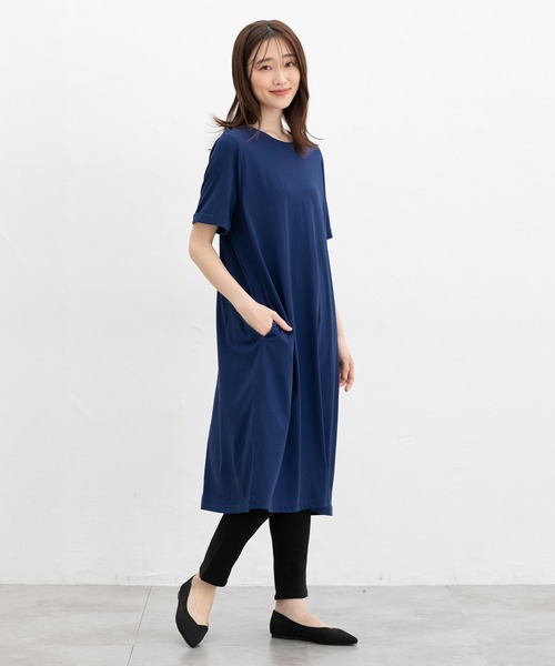 Honeys（ハニーズ）の「【ハニさら・接触冷感・ＵＶカット】Ｔシャツワンピース（ワンピース・レディース・カーキ/ブラック/ライトベージュ/ブルー・L/LL/M）」の8枚目の写真