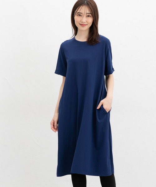 Honeys（ハニーズ）の「【ハニさら・接触冷感・ＵＶカット】Ｔシャツワンピース（ワンピース・レディース・カーキ/ブラック/ライトベージュ/ブルー・L/LL/M）」の10枚目の写真