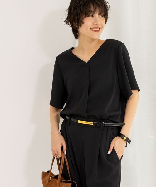 NOLLEY’S Sophi（ノーリーズソフィ）の「《セットアップ対応》ツイルVタックブラウス（シャツ/ブラウス・レディース・ブラック/チャコールグレー/ホワイト・36/38）」の8枚目の写真