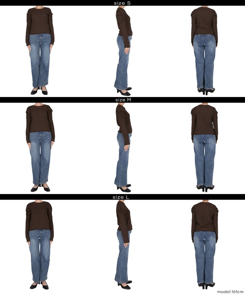 coca（coca）（コカ）の「クレープシャーリングパフスリーブトップス（Tシャツ/カットソー・レディース・アイボリー/ブラック/B/A/C/D/ドット/チャコール/グレイッシュベージュ・S/L/M）」の22枚目の写真