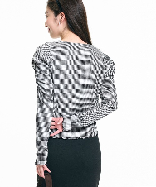 coca（coca）（コカ）の「クレープシャーリングパフスリーブトップス（Tシャツ/カットソー・レディース・アイボリー/ブラック/B/A/C/D/ドット/チャコール/グレイッシュベージュ・S/L/M）」の11枚目の写真