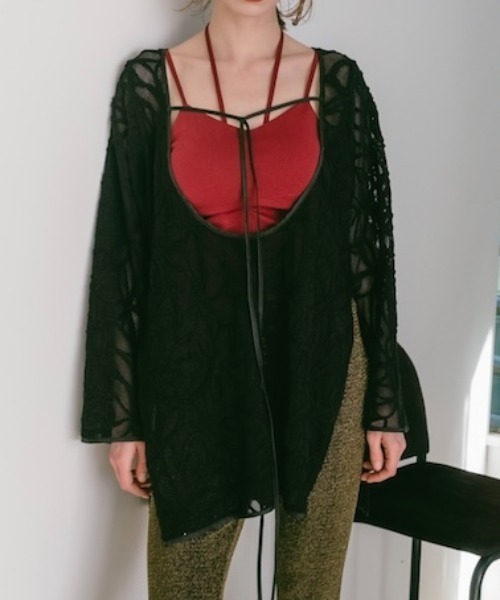 【高額売筋】 2way Cord Embroidery Top/2ウェイコードエンブロイダリートップ トップス