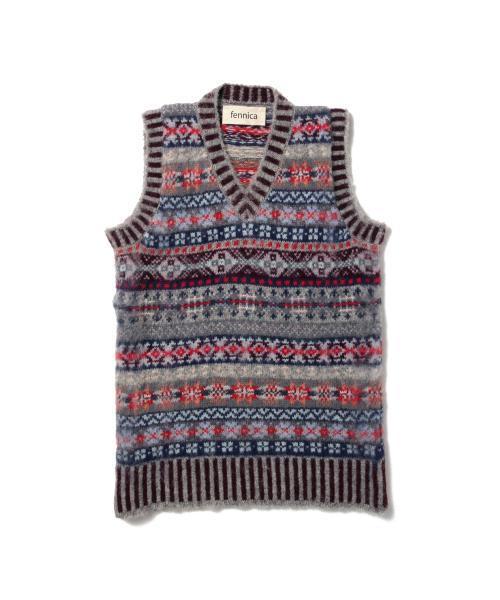 Jamieson's of Shetland(ジャミーソンズオブシェトランド)の「Jamieson's Knitwear × fennica / <Women's>Fair isle brush v-vest 2015AW(ニット/セーター・レディース・その他1・34)」の1枚目の写真