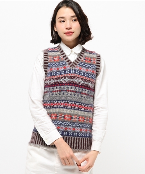 Jamieson's of Shetland(ジャミーソンズオブシェトランド)の「Jamieson's Knitwear × fennica / <Women's>Fair isle brush v-vest 2015AW(ニット/セーター・レディース・その他1・34)」の6枚目の写真