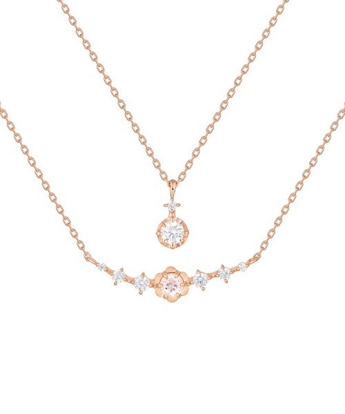 【4月誕生石】 シルバー ネックレス 2本セット