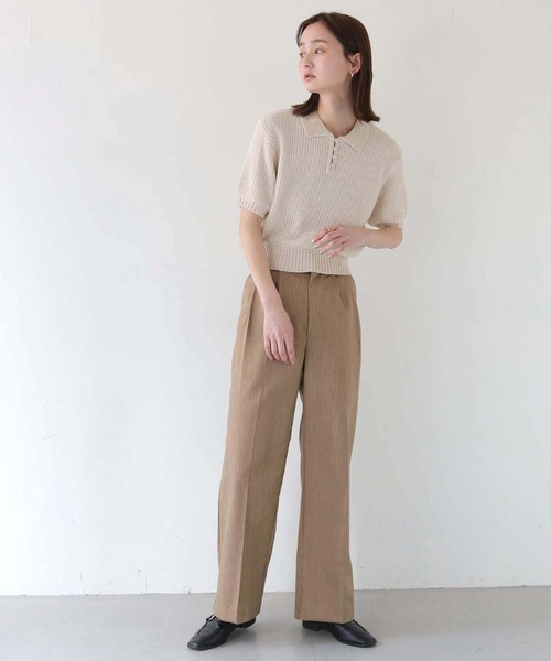 CLEIO(クレイオ)の「【CLEIO】地柄編み半袖ポロニット GROUND KNIT POLO KNIT/982-13603(Tシャツ/カットソー・レディース・アイボリー/テラコッタ/オリーブ・FREE)」の11枚目の写真