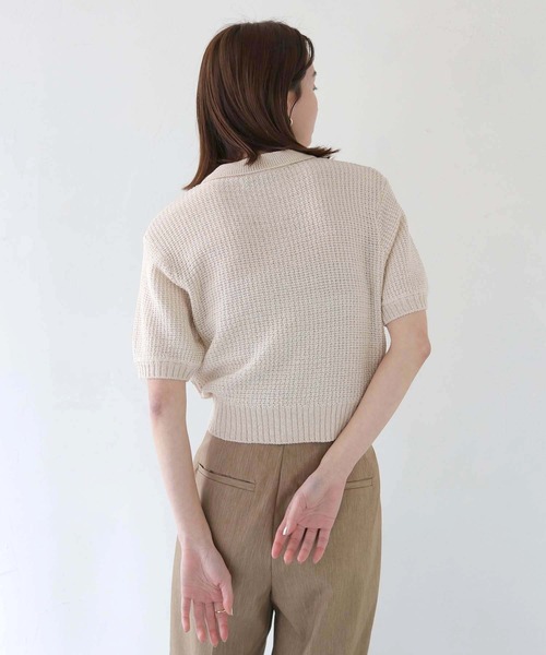 CLEIO(クレイオ)の「【CLEIO】地柄編み半袖ポロニット GROUND KNIT POLO KNIT/982-13603(Tシャツ/カットソー・レディース・アイボリー/テラコッタ/オリーブ・FREE)」の13枚目の写真