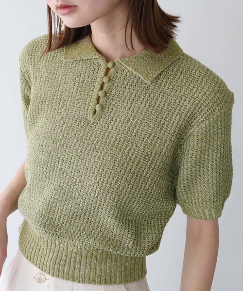 CLEIO(クレイオ)の「【CLEIO】地柄編み半袖ポロニット GROUND KNIT POLO KNIT/982-13603(Tシャツ/カットソー・レディース・アイボリー/テラコッタ/オリーブ・FREE)」の17枚目の写真