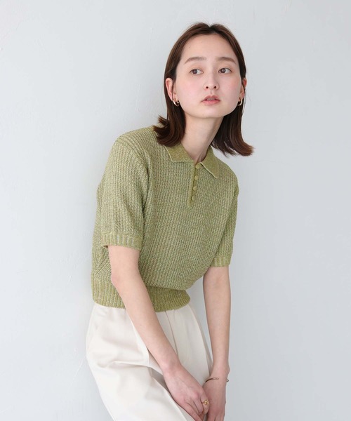 CLEIO(クレイオ)の「【CLEIO】地柄編み半袖ポロニット GROUND KNIT POLO KNIT/982-13603(Tシャツ/カットソー・レディース・アイボリー/テラコッタ/オリーブ・FREE)」の20枚目の写真