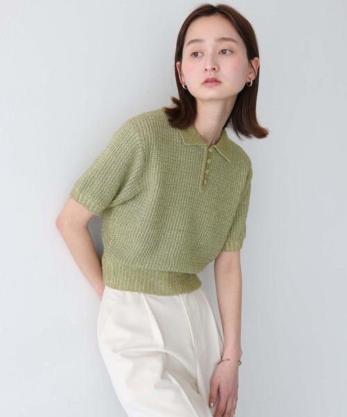CLEIO(クレイオ)の「【CLEIO】地柄編み半袖ポロニット GROUND KNIT POLO KNIT/982-13603(Tシャツ/カットソー・レディース・アイボリー/テラコッタ/オリーブ・FREE)」の21枚目の写真
