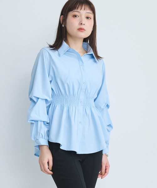 attiree(アティレー)の「シャーリングデザインシャツ(シャツ/ブラウス・レディース・ブルー/キャメル/ブラック/ホワイト・FREE)」の15枚目の写真