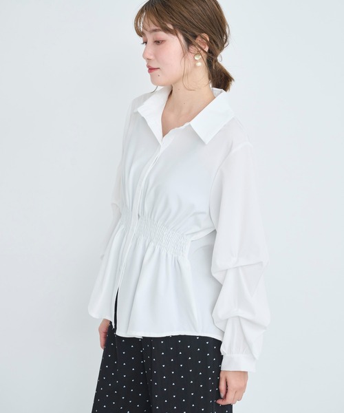 attiree(アティレー)の「シャーリングデザインシャツ(シャツ/ブラウス・レディース・ブルー/キャメル/ブラック/ホワイト・FREE)」の13枚目の写真