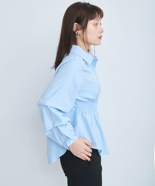 attiree(アティレー)の「シャーリングデザインシャツ(シャツ/ブラウス・レディース・ブルー/キャメル/ブラック/ホワイト・FREE)」の16枚目の写真