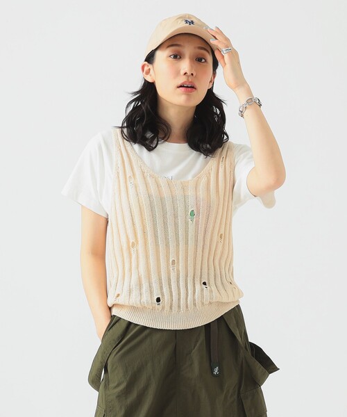 B:MING by BEAMS(ビーミングバイビームス)の「クラッシュ ニット ベスト(ベスト・レディース・ブラック/オフホワイト・ONE SIZE)」の1枚目の写真